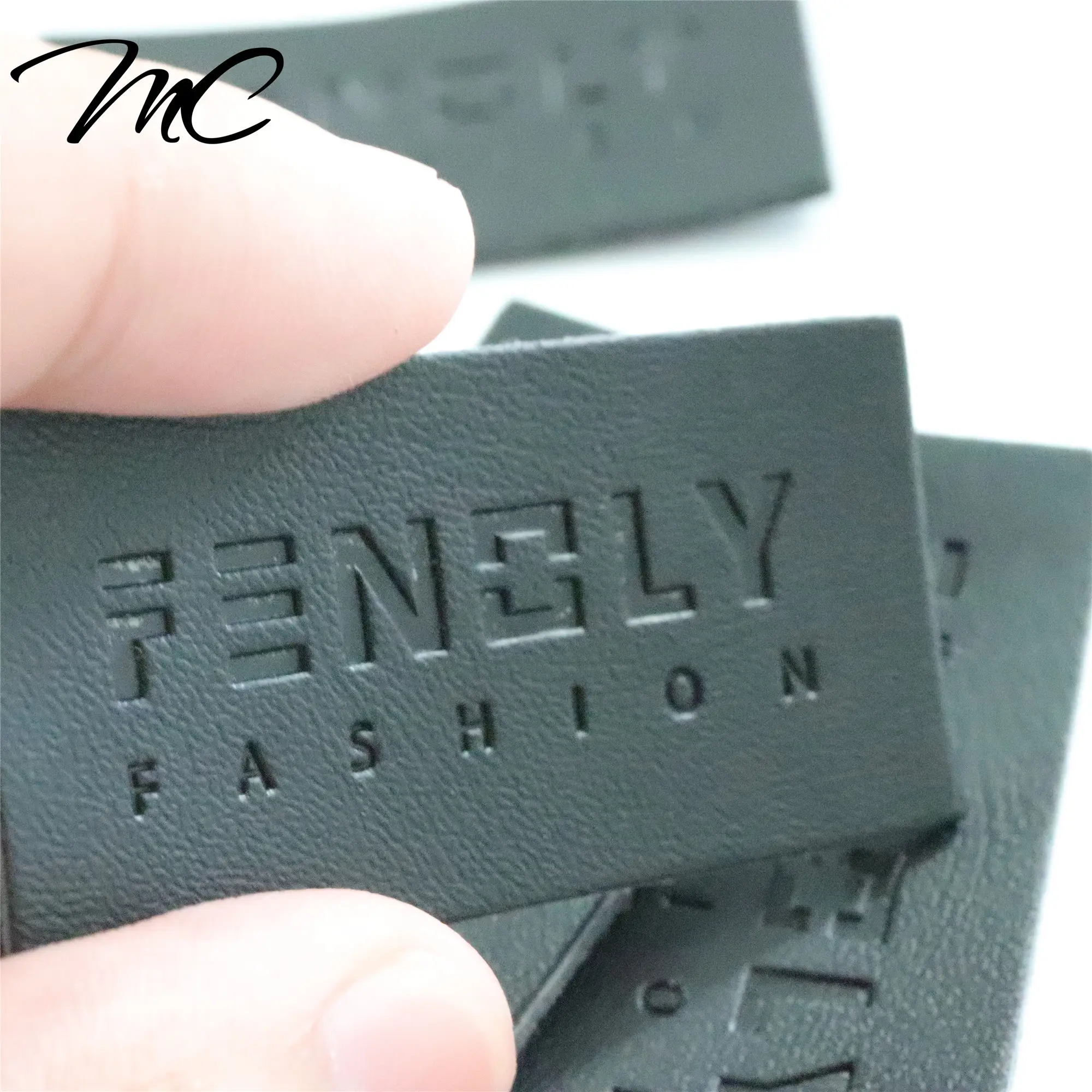 Custom Brand Logo PU Leather Label Leather Patch With Debossed Logo For Garment