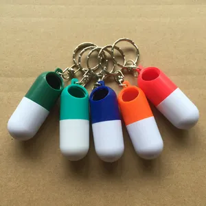 Promotional Gift Capsule Shaped Multi Purpose Pill Dispenser Ashtray Ash Collection Case Keyring