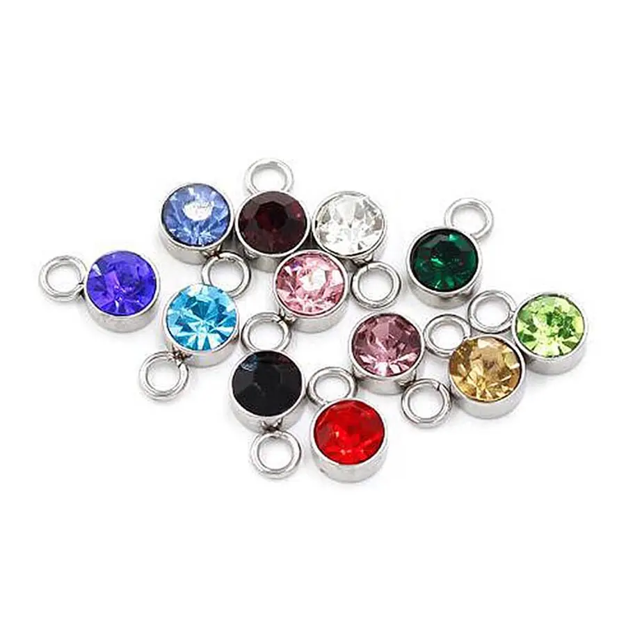 Stainless Steel DIY Jewelry Bracelet Necklace Earrings 12 Birthstone Charms