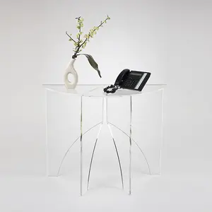 Elegante Mezza Luna Trasparente Acrilico Perspex Console Mobili Tavolo