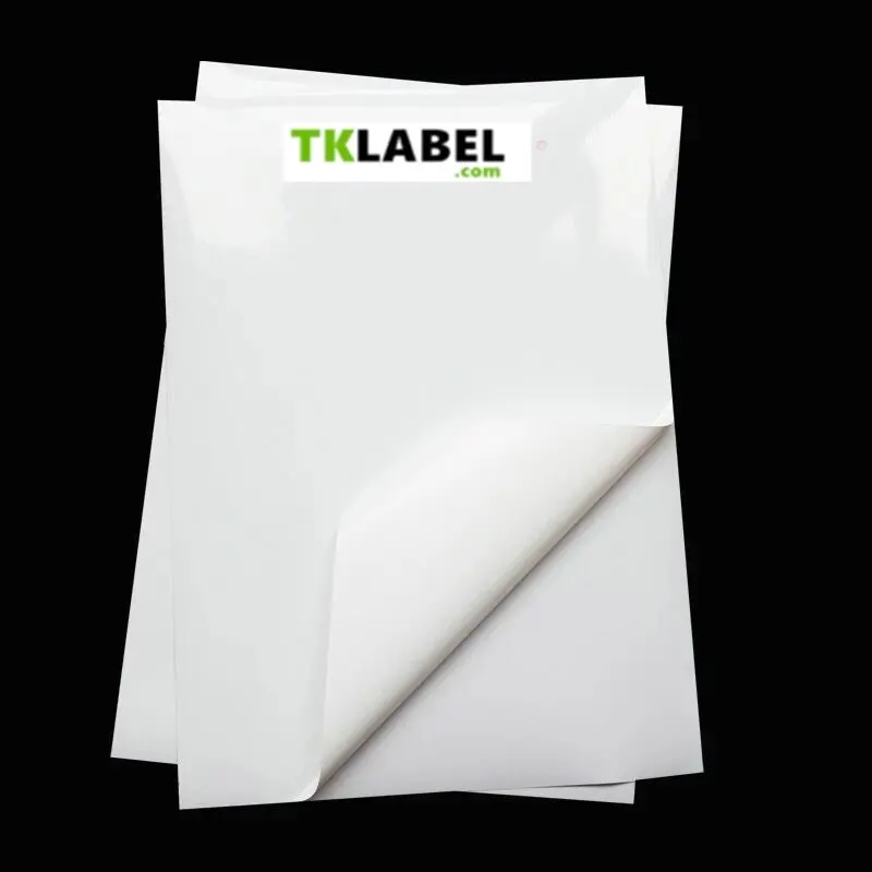 Papel adesivo brilhante da etiqueta a4, papel de etiqueta 50 folhas