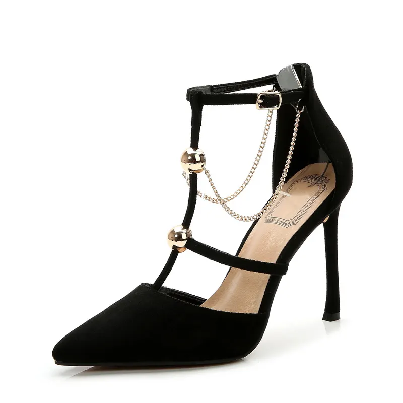 WA066 mental string bead high heels pumps T tied elegant ladies shoes