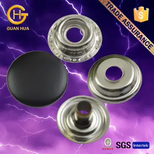 Mode métal boutons Snap attaches goujons 15 mm couleur noir