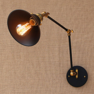 Lampada da parete Vintage in ferro industriale <span class=keywords><strong>con</strong></span> LED a <span class=keywords><strong>braccio</strong></span> oscillante lungo per parete E26 Base per illuminazione cucina nera - Product Image 5