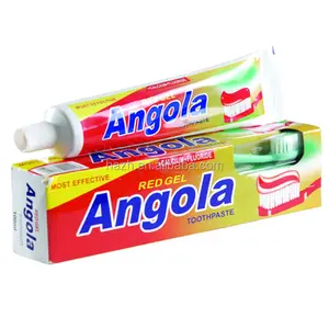 Creme dental de gel vermelho angola barato, mercado africano com escova de dentes
