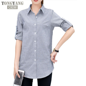 Tongyang automne printemps femmes longues chemises blanches taille S-3XL tout match bonne qualité à manches longues dame décontracté coton Blouse & hauts - Product Image 4