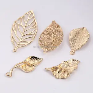 Altın telkari yaprak charm koleksiyonu DIY takı aksesuarları için narin yaprak charm eşarp konfeksiyon ayakkabı çanta aksesuarları