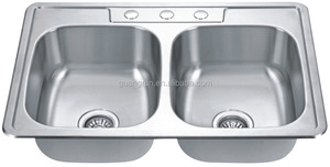 Monté Sur le dessus En Acier Inoxydable Double Bol Rectangulaire <span class=keywords><strong>Évier</strong></span> de Cuisine GR-631 - Product Image 2