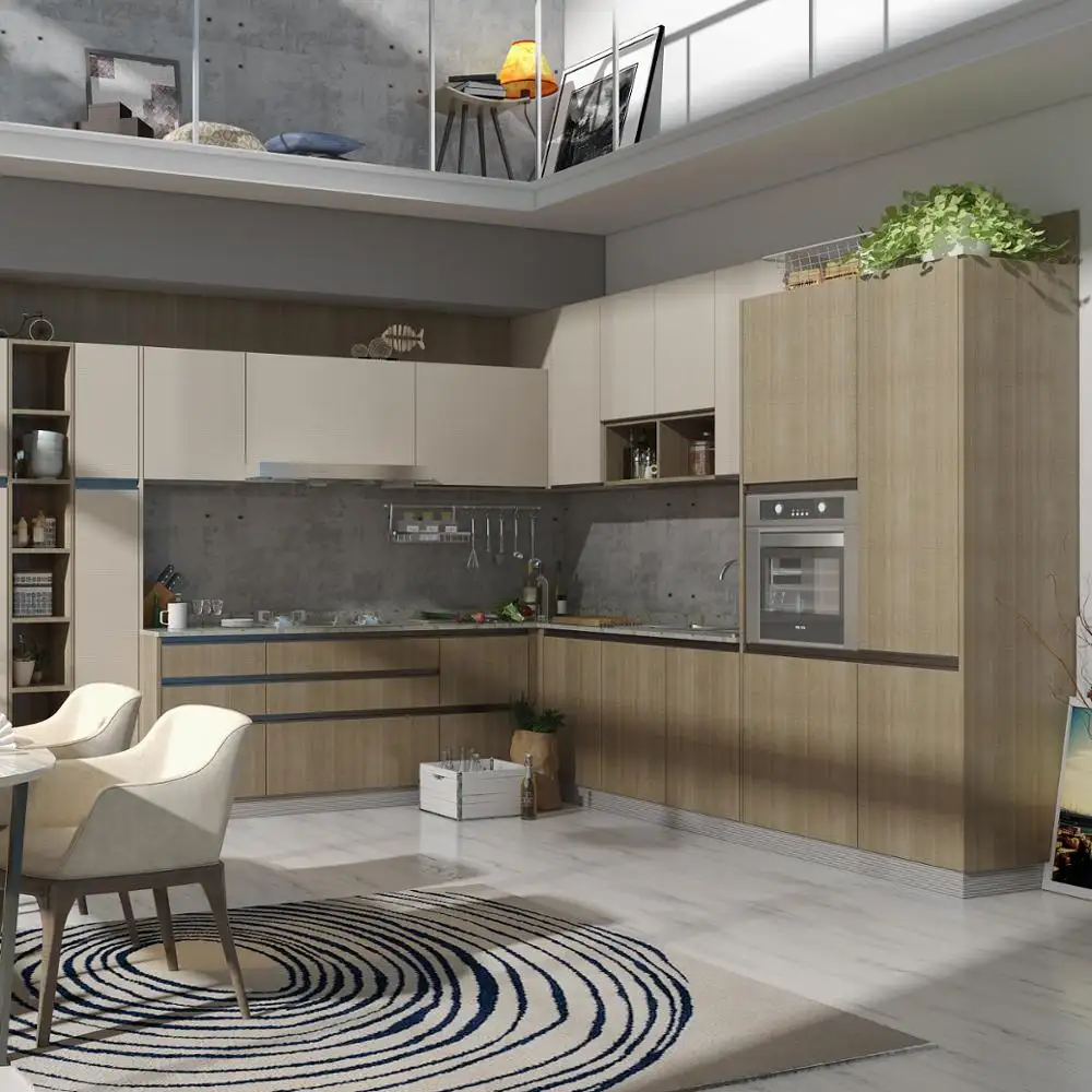 Singrain — meuble de cuisine en fibre de contreplaqué, design modulaire en forme de l, design d'images