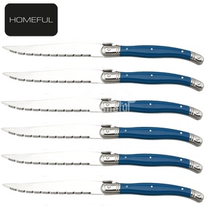 Best-seller <span class=keywords><strong>Couteau</strong></span> <span class=keywords><strong>à</strong></span> <span class=keywords><strong>steak</strong></span> de luxe OEM Laguiole <span class=keywords><strong>à</strong></span> lame dentelée avec <span class=keywords><strong>couteau</strong></span> de cuisine en ABS bleu foncé - Product Image 4