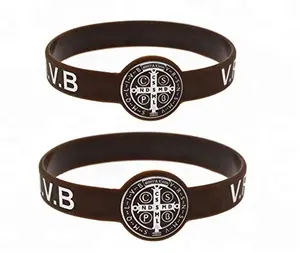 Pulseira saint st benedict de enfersia, pulseira de silicone de borracha meda de jesus