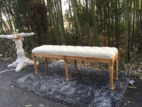 Banc sans dossier capitonné traditionnel en bois massif / Banc de jardin / Ottoman de salon / Tabouret / Chaise inclinable pour chambre, appartement, atelier