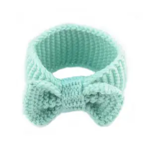 Yeni doğan saç aksesuarları bebek örme ilmek çocuklar düğümlü türban yürümeye başlayan kız örgü tığ headbands yay bebek kafa bandı