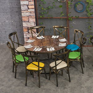 Muebles Industriales al por Mayor, Juego de Mesa y Sillas de Comedor de Metal para Restaurante, Cafetería, Silla con Respaldo Cruzado en <span class=keywords><strong>X</strong></span> - Product Image 3