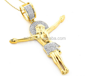 Collar de Cruz con Diamantes Dorados <span class=keywords><strong>para</strong></span> Mujer, Hermoso Colgante de Joyería <span class=keywords><strong>para</strong></span> Venta al Por Mayor - Product Image 1