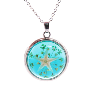 Starfish COLLAR COLGANTE redondo azul claro para mujer, aleación de zinc ocean series amber colgante jewelry - Product Image 1