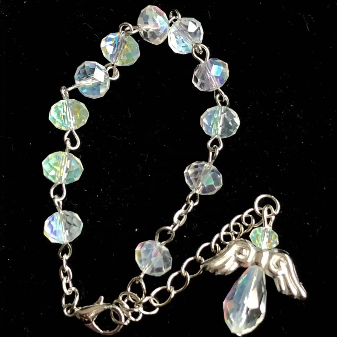 Модный браслет из бисера с покрытием AB, браслеты с кристаллами, с подвеской в виде крыла ангела