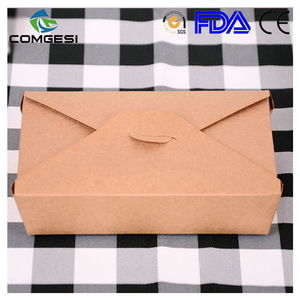 Popolare carta Kraft patatine fritte tazze da portare via scatola di cartone Pizza insalata pane scatola con manico logo Design personalizzato - Product Image 3