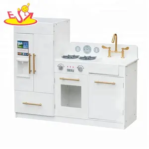 New arrival pretend play white wooden large toy kitchen for kids W10C370E