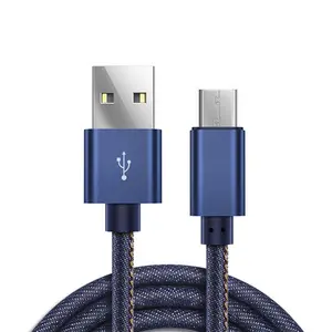 OEM Fashionable 2.1A Jean Style Fabric Usb Charging Date Cable Bulk For samsung