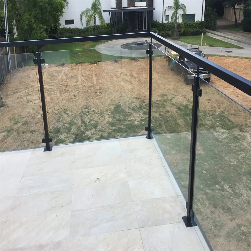 steel railing designs for balcony with black color handrail balustrade