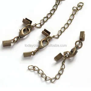 bronze lobster clasps and extension chain elastic cord end clasps and clasp for 2-3mm leather cord