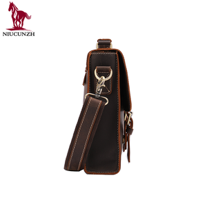 <span class=keywords><strong>Amazon</strong></span> Venta caliente fábrica de Guangzhou Laptop Messenger bolso duro Caballo loco de agregado Real <span class=keywords><strong>Hombre</strong></span> maletín de cuero - Product Image 3