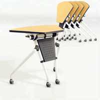 Table d'étude pliante, en acier inoxydable, avec panneau et roues modestes