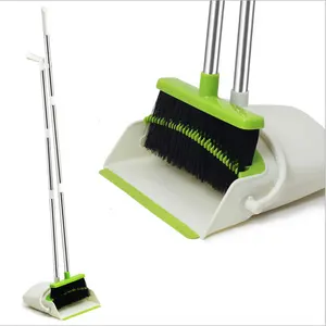 DustPan 和扫帚清洁扫帚组合长柄为家庭厨房办公室大厅地板