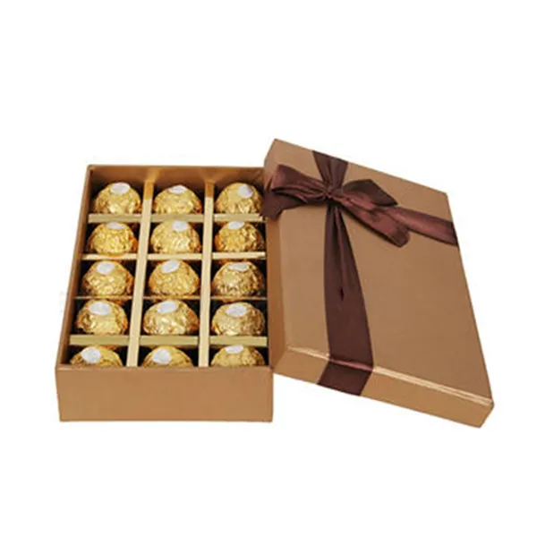 लक्जरी कस्टम लोगो कठोर गत्ता कागज उपहार सुंदर डिजाइन कॉफी रंग चॉकलेट बॉक्स