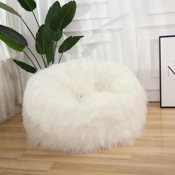 Luxe Sex Zachte Lounge Bean Bag Sofa Cover Hot Koop Fluffy Faux Fur Zitzak