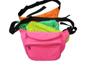 Venda quente Bolsa de cintura unissex com 3 zíperes de nylon para viagens e caminhadas, amostra grátis em formato de travesseiro