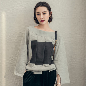 2018 Gros Oversize Off Épaule Manches Longues Mode Top Femmes - Product Image 1