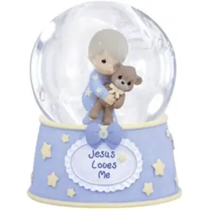 Resin religious baby baptism snow globe