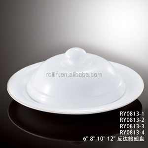 Hotel y <span class=keywords><strong>Restaurante</strong></span> utiliza precio al por mayor barato borde de oro blanco de cerámica de porcelana sopera con tapa - Product Image 1