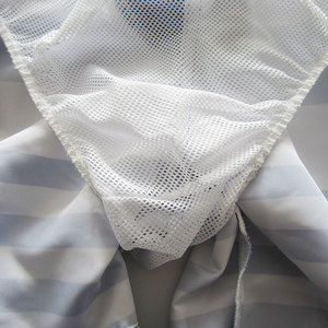 Bán buôn tùy chỉnh của nam giới sọc Polyester chạy quần short bãi biển bơi thân với lưới lót phía trước logo 1 mảnh - Product Image 5