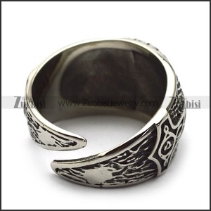 Anillo circular de <span class=keywords><strong>runas</strong></span> <span class=keywords><strong>vikingas</strong></span> nórdicas de venta caliente en cabujón de cristal negro de Gun Metal para hombres - Product Image 3