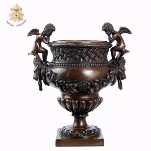 Vasi da Giardino di Lusso Moderni Intagliati a Mano, <span class=keywords><strong>Statue</strong></span> di Cherubini in Bronzo, Vasi Decorativi in Metallo a Forma di <span class=keywords><strong>Angioletti</strong></span>, Sculture in Ottone - Product Image 1