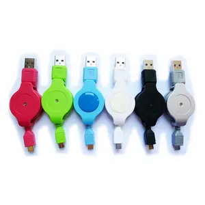 OEM Logo flat Retractable Micro USB Cable / USB 2.0 retractable Charger cord reel