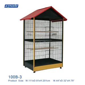 Cage à oiseaux Double couche en forme de Triangle, grand modèle de toit aérien, accessoire pour animaux de compagnie, avec roues, 100B-3