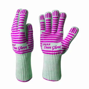 Oven Glove Silicone Yulan CR211 Suppliers Kitchen Oven Extreme Heat Resistant Gloves Silicone BBQ Gloves For Grill Gloves EN407 CE