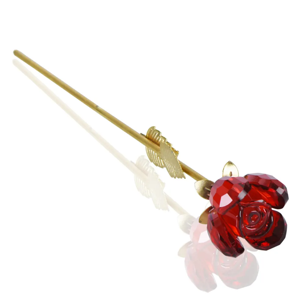 Romantische Hot Sale Kristall geschenke Dekoration Red Crystal Rose Souvenirs für Hochzeits geschenke
