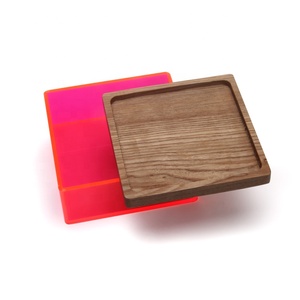 Hogar rojo transparente caso <span class=keywords><strong>a</strong></span> casa cocina caja de almacenamiento con tapa de madera - Product Image 5