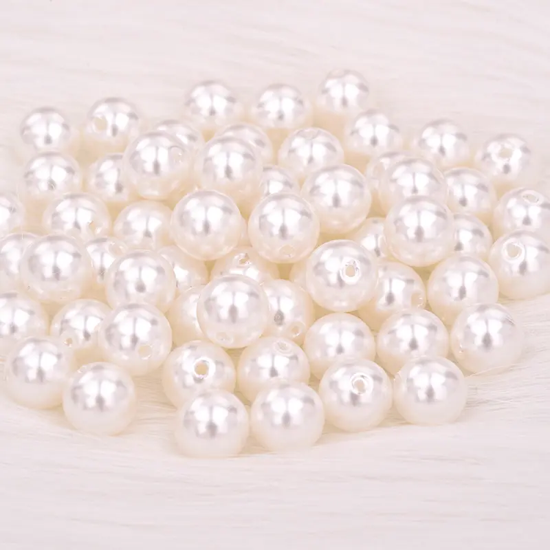 Perles blanches à coudre, lot de 50, 3, 4, 6, 8, 10, 12, 16, 18, 20, 25mm