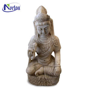 รูปปั้นหินอ่อนสีขาวสำหรับผู้หญิงรูปปั้นพระพุทธรูปแกะสลักด้วยมือดีไซน์ตะวันตกสมัยใหม่ในร่มสวนกลางแจ้งใช้วัดหินแบบไทยตามสั่งขนาด - Product Image 5