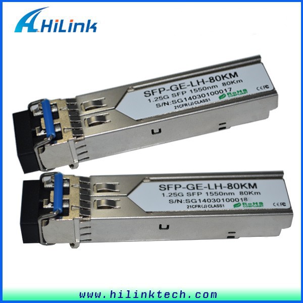 телекоммуникация 80km 1550nm оптических 1.25g sfp модуль