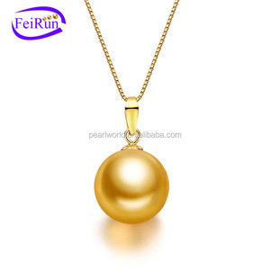 FEIRUN 12 مللي متر AA + جولة جديد 925 الفضة المياه العذبة اللؤلؤ قلادة ، اللؤلؤ قلادة إعداد ، اللؤلؤ قلادة تصاميم - Product Image 1