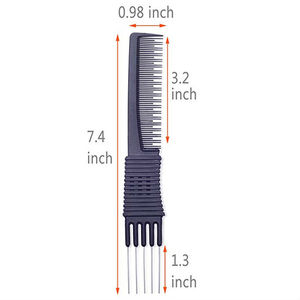 Nero di Carbonio Ascensore Prendere In Giro Pettini con Metallo Prong, Salone di Presa In Giro di Sollevamento Smerigliatura Pettine con 5 Perni In Acciaio Inox - Product Image 2