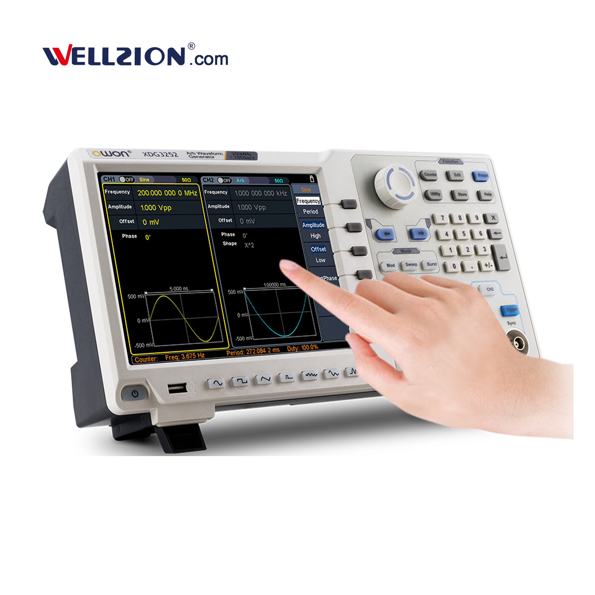 XDG3202,200MHz Touch Screen Arbitrary Waveform Generator
