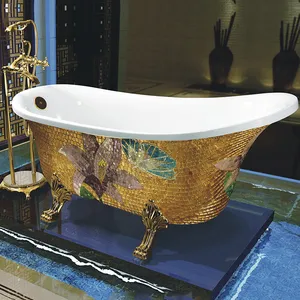 Baignoire classique en acrylique de Style chinois, accessoire de salle de bain avec pieds en acier inoxydable, produit tendance